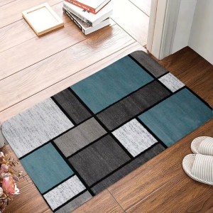VIKAMA Rustic Wood Grain Floral Welcome Entry Doormat Farmhouse Style Front Door Rug Indoor Outdoor Porch Hallway Decor Carpet