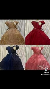 Gaun Anak Cord Slendang Lengan Pendek