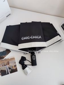 ร่มกันแดดแบบพับได้สไตล์ฝรั่งเศสย้อนยุคสไตล์ Hepburn ร่มกันฝนสองทางสีดำบริสุทธิ์ ร่มกันแดดแบบพับได้สำหรับผู้ใหญ่ทั้งชายและหญิง