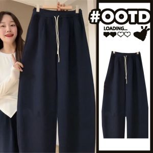 plus Size 300 Pounds American Casual Banana Pants Mens Thickened Fleece Loose Scythe Pants Autumn Winter New Style Straight Leg