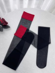 ถุงน่องเซ็กซี่5D อินลม ถุงเท้าสีดำ ด้านบนสีแดง ถุงเท้าสีตัดกัน ถุงน่องด้านข้าง 7223