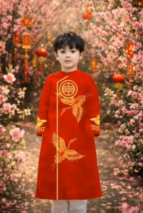 Áo Dài Cách Tân Bé Trai Chất Liệu Vải Gấm Thượng Hải Áo Chưa Bao Gồm Quần