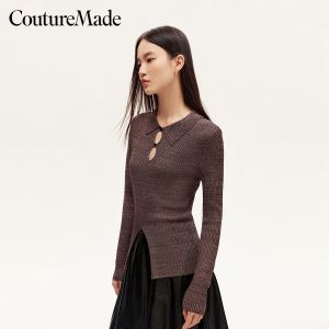 Vero Moda | Quần Áo Len Mới Thu Đổ Chấm Ren Rỗng Màu Khối Phân Cắt