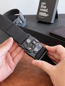 เข็มขัดยืดสำหรับอลูมิเนียมของผู้ชายหัวเข็มขัดอัลลอยเชื่อมจักรยานเข็มขัดยุทธวิธีไนลอนแข็งแรงอุปกรณ์เสริมทางทหารของผู้ชาย