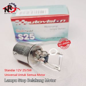 Lampu Bohlam Stop Rem Belakang Motor Autovision Mio Sporty Mio Soul GT 115 Beat Vario 110 Scoopy 125 Beat Karbu Jupiter Z Vega R ZR Supra X 125 Karisma Grand Legenda Prima Shogun 110 Smash 125 Lampu Autovision 12V 25/5W 5W Motorcycle