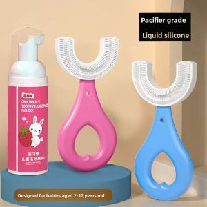 MONLEYTA | Childrens U-Shaped Toothbrush Soft Bristles Baby Toothpaste Holder Easy To Use For Kids Ages 2-12 Dental Care Accessory