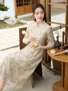 XIANGYING | Chinese Style Print Qipao Dress