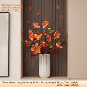 BAOTISEN | Realistic Faux Flowers Glass Vase Home Decor Moving Gift