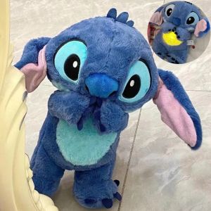 Kawaii Stitch Comfort Doll Baby Sound Machine with Music Lights Breathing Motion Little Lamb Baby Sleep Soother Bear Plush Toy