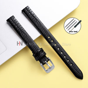 Soft Lizard Texture Leather Watch Band Pin Buckle Watch Straps for Women Men 8mm 10mm 12mm 14mm 16mm Black Brown Wristwatch Band
