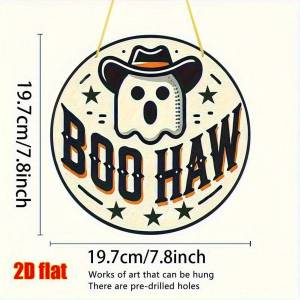 CIFbuy | Western Decor Halloween Sign Vintage 2D Flat Wooden "Boo HAW" Porch Decoration Gift