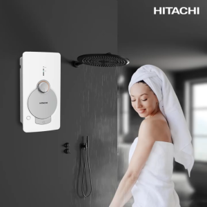 HITACHI ฮิตาชิ เครื่องทำน้ำอุ่น รุ่น HES-48GWH สีขาว ขนาด 4800 วัตต์ Electronic มาตรฐาน IP25 (รับประกันศูนย์)