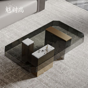 Minimalist Italian Luxury Tempered Glass Coffee Table Modern Large Size Square Home Furniture Living Room Decorative Table