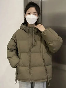 Womens Short Thickened Korean Style Cotton Jacket Hooded Warm Outerwear Large Size Coat Small Figure Cotton Clothes