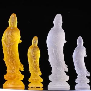 Tượng phật mẹ quan âm phật a di đà mini cao 18cm (màu vàng ngọc) trang trí nhà cửa cây cảnh bể cá sân vườn để bàn làm việc trên ô tô bàn làm việc...