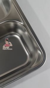 Tray Wadah Tempat Makan Stainless 4 & 5 Sekat 6cm 304 Ompreng Tebal Tutup Plastik Stainless Catering