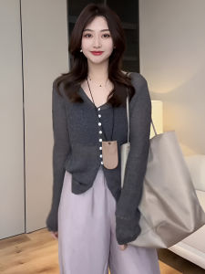 Fashionable Thin V-Neck Sun Protection Knitted Cardigan Womens Summer 2024 New Style Air Conditioning Cover up Top