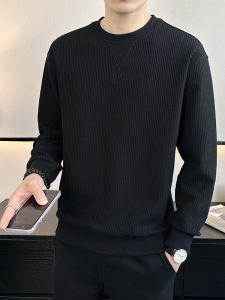 Áo Hoodie Nam Cổ Tròn Dài Tay Màu Trơn Thường Ngày Mùa Xuân Thu 2025 Thời Trang Mới Áo Khoác Ngoài Áo Thun Cotton Polyester