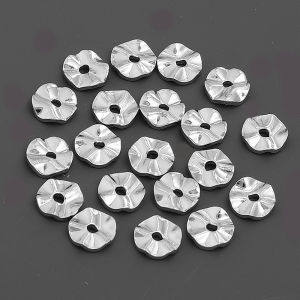 20 Hạt Bi Kim Loại Hình Tròn Dẹt Mạ Vàng 18K Đường Kính 6mm Hạt Rời Kiểu Sóng Dùng Làm Phụ Kiện Tự Làm Vòng Cổ Vòng Tay Trang Sức