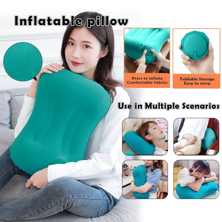 Inflatable Travel Pillows Air Pillow Nap Cushion Camping Outdoor Supplies Tourism Pillows Neck Comfortable And Soft Aircraft Waist Cushion For Camp Beach Car Plane Sleeping Portable Pillow