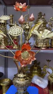 Hoa sen đồng bó hoa 10 cành bằng đồng nguyên chất cao 70cm nặng 1kg