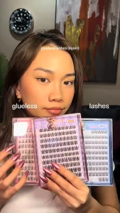 【No Need Glue!】100-120 Cluster Self-Adhesive New Upgraded Softer Lashes Glue-Free 10-12mm Curl Best Seller Lashes Reusable Tweezer Self Adhesive Strip Eyelash Extension