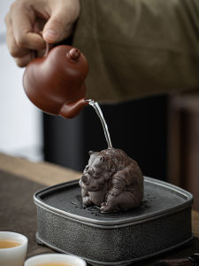 Handmade Purple Clay Tea Pet Office Decorations Elephant Ornaments Can Nurture Hippo Tea Play Wealth And Grandeur