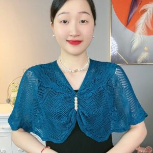 Áo Choàng Len Dệt Kim Rỗng Mùa Hè 2024 Cho Nữ Áo Choàng Đa Năng Chống Nắng Thoáng Khí Nhẹ Có Thể Mặc Ngoài Trời