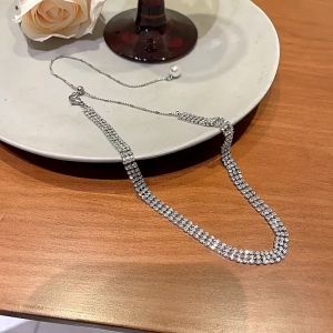 good 999 S925 SILVER Full Diamond Versatile Pearl Premium Sense Necklacee N8341