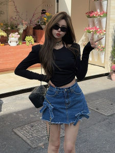 ทันสมัย สูง เอว ทรงเอ Mini กระโปรง สําหรับผู้หญิง ฤดูใบไม้ผลิ ฤดูร้อน สินค้าใหม่ เดนิม Hemmed Butterfly Knot Short กางเกง กระโปรง