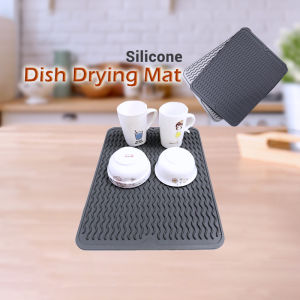 M Concept eMall 40x30 Silicone Dish Drying Mat Kitchen Drain Mat Heat Silicon Resistant SinkDraining Placemat Drain Pad Silicon Table Placemat Dinnerware Dish Cup Cushion Pad Dinnerware Tableware Placemat Potholder Water Glass Tableware Pot Insulation