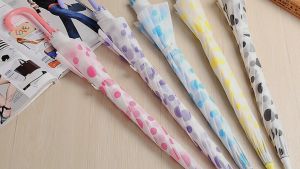 Childrens Umbrellas and Girls Cute Transparent Colorful Dots for Wind and Rain Protection