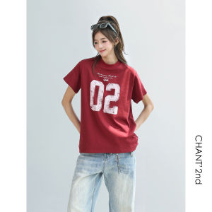 CHANT2nd | Letter Print Short Sleeve T-Shirt Women Summer American Street Retro Style
