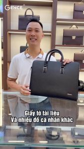 Túi Xách Công Sở Nam Cặp Da Doanh Nhân GENCE CTS12 Da Bò Khóa Số Cao Cấp Màu Đen