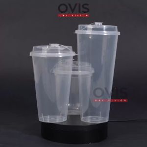 Gelas Cup Inject Plastik PP Bening Tebal 380 ml 14 oz 500 ml 16 oz 700 ml 24 oz