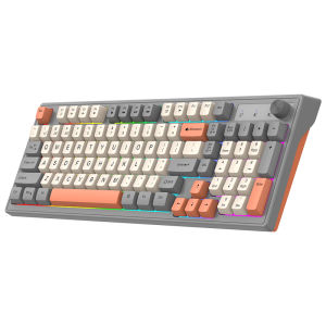Kebidumei | KEBIDUMEI Dual Mode Gaming Keyboard Dual Bluetooth 2.4G Wireless Keyboard With Knob RGB Backlit Rechargeable Keyboard For Laptop