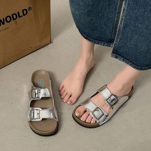 Large Size Sandals Womens 41 to 43 Summer Outdoor Wide Fat Feet Pregnant Women Shoes New 2025 plus Size Pregnancy Slip-On Slippers