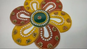 Traditional Reusable Handcrafted Rangoli Beautiful Festive Home Decor Acrylic Rangoli | Diwali Decoration with Studded Stones (Size - 9inch & 11 inch)