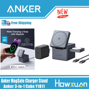 Anker 3-in-1 Cube with MagSafe 15W high-speed Fast Charging Wireless Charger 5V with 30W charger Magsafe compatible for Apple iPhone 13 iPhone 14 iPhone 15 & Apple Watch
