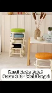 Kursi Mini Bulat Roda Putar 360° Bangku Kecil Santai Anak Meja Rias Super Lembut Serbaguna - FR GALLERY