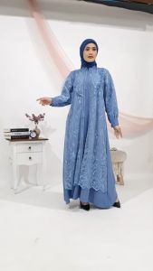 Nesya Dress Fashion Wanita Muslim Bahan Crinkle Mix Brukat Gamis Muslim Bisa COD BY AQMAR.ID