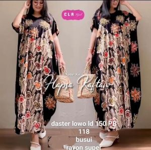 Daster Lowo Encim Dress Kelelawar Terbaru Ld 140 Resleting Depan Rayon Super Batik Pekalongan