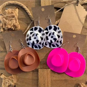 Creative Western Cowgirl Hat Dangle Earrings For Women Girls Vintage American Cowboy Jewelry Gift