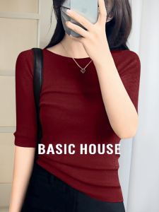 Basic House | Retro Red Turtleneck Mid-sleeve Underlayer Knitwear