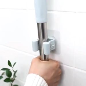 Mop Holder Hook Wall Mounted Clamp Seamless Adhesive Sticker Bathroom Kitchen Broom Heavy Load Bearing No Drilling