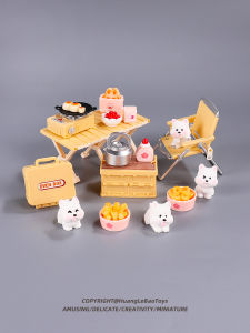 Mini Outdoor Picnic Camping Table And Chair Set Simulation Small Items Model House Role Play Toys for Children Plastic Material