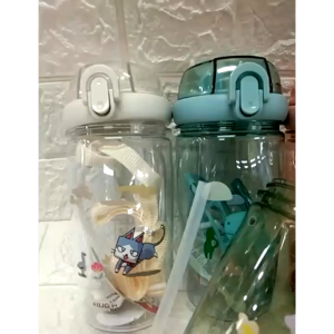 BOTOL MINUM 7305 ANAK LUCU KARAKTER HEWAN FREE SEDOTAN DAN TALI 550 ML BPA FREE DAIMURA STORE