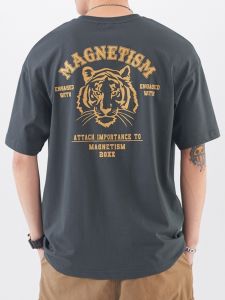 Summer Heavyweight Pure Cotton American Retro Tiger Head Trendy Brand Short Sleeve Mens Loose Large Size Tiger Half Sleeve Trendy T-Shirt