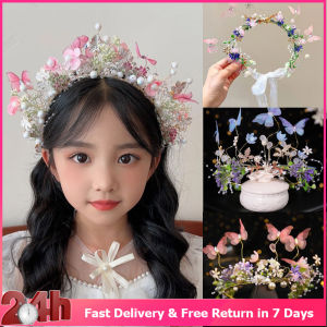 Bridal Crown Childrens Garland Headdress Princess Forest Headband Flower for Girl Hair Accessories