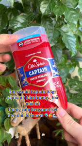 Sáp lăn khử mùi Old Spice Captain 85g với hương thơm sâu sắc của gỗ musky và gỗ đàn hương nồng nàn